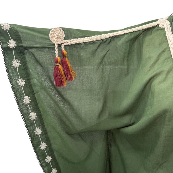 Agua Bendita Green Embroidered Tassel Kaftan Maxi Dress Swim Coverup NEW - Picture 4 of 9